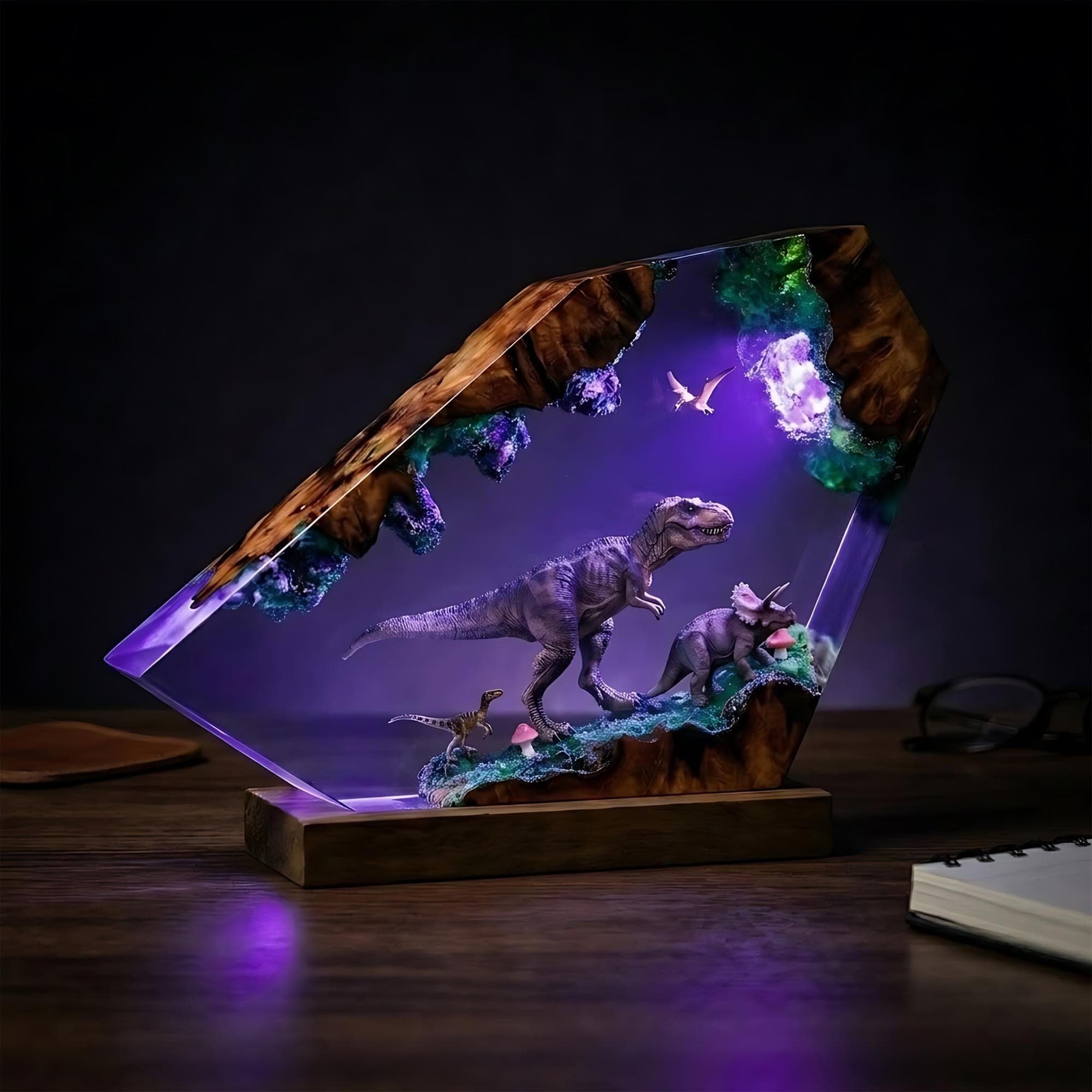 Prehistoric Dinosaur Diorama Epoxy Resin Night Light
