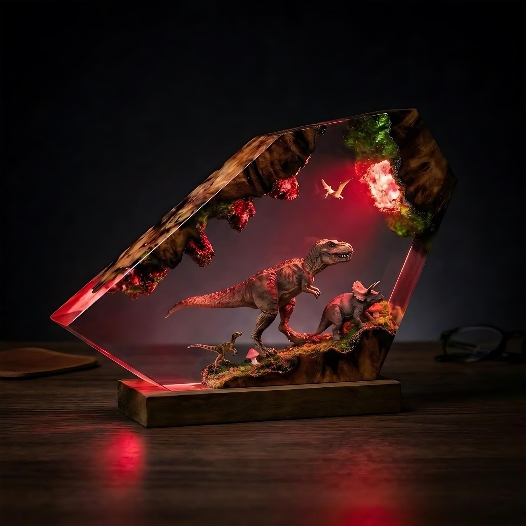 Prehistoric Dinosaur Diorama Epoxy Resin Night Light
