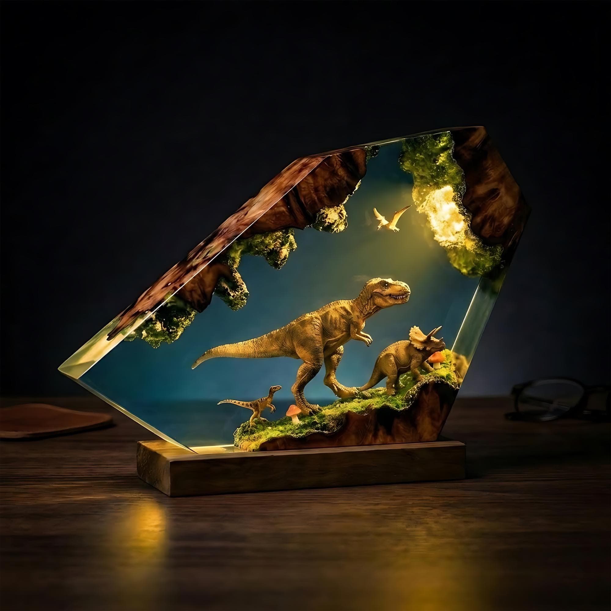 Prehistoric Dinosaur Diorama Epoxy Resin Night Light