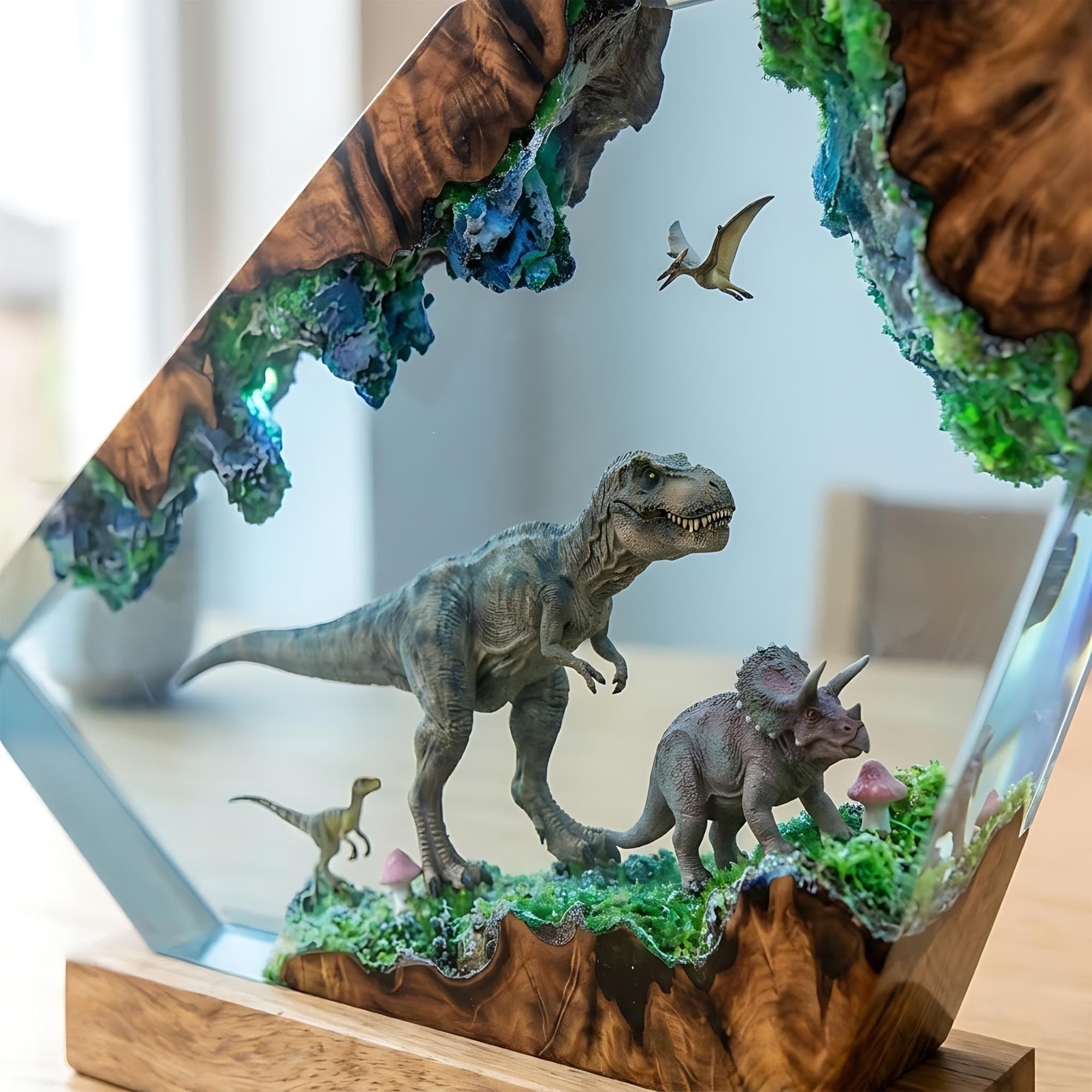 Prehistoric Dinosaur Diorama Epoxy Resin Night Light