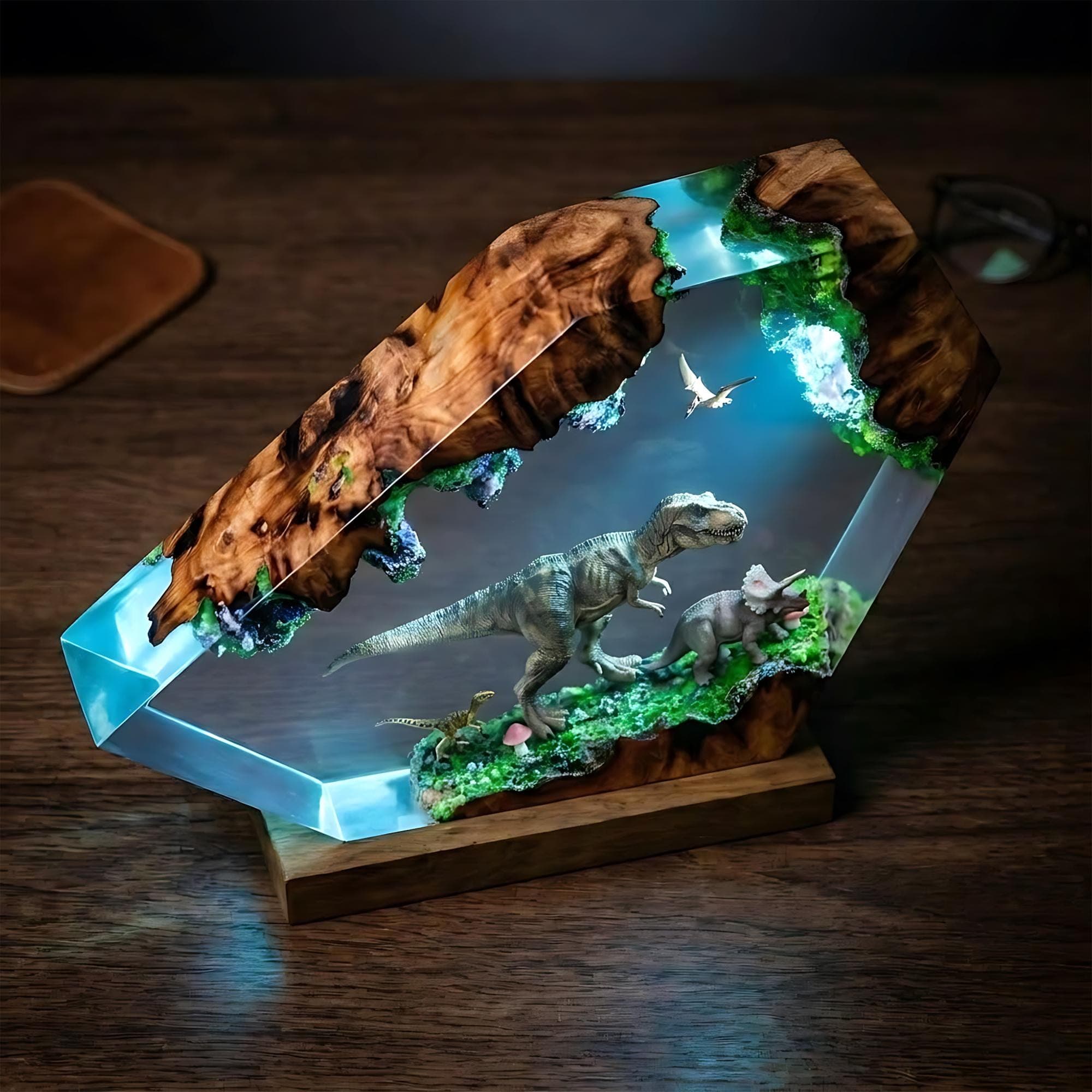 Prehistoric Dinosaur Diorama Epoxy Resin Night Light
