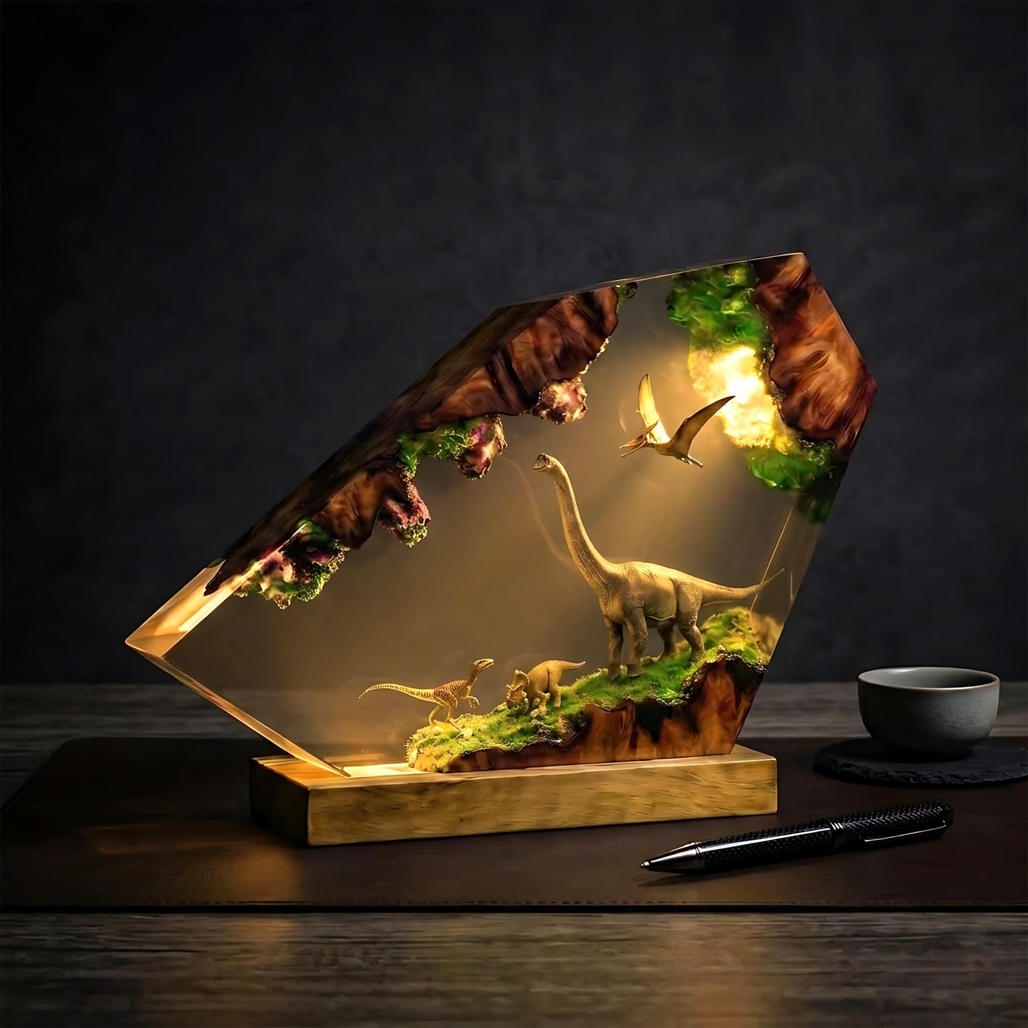 Brachiosaurus Resin Lamp - Dinosaur Diorama Night Light