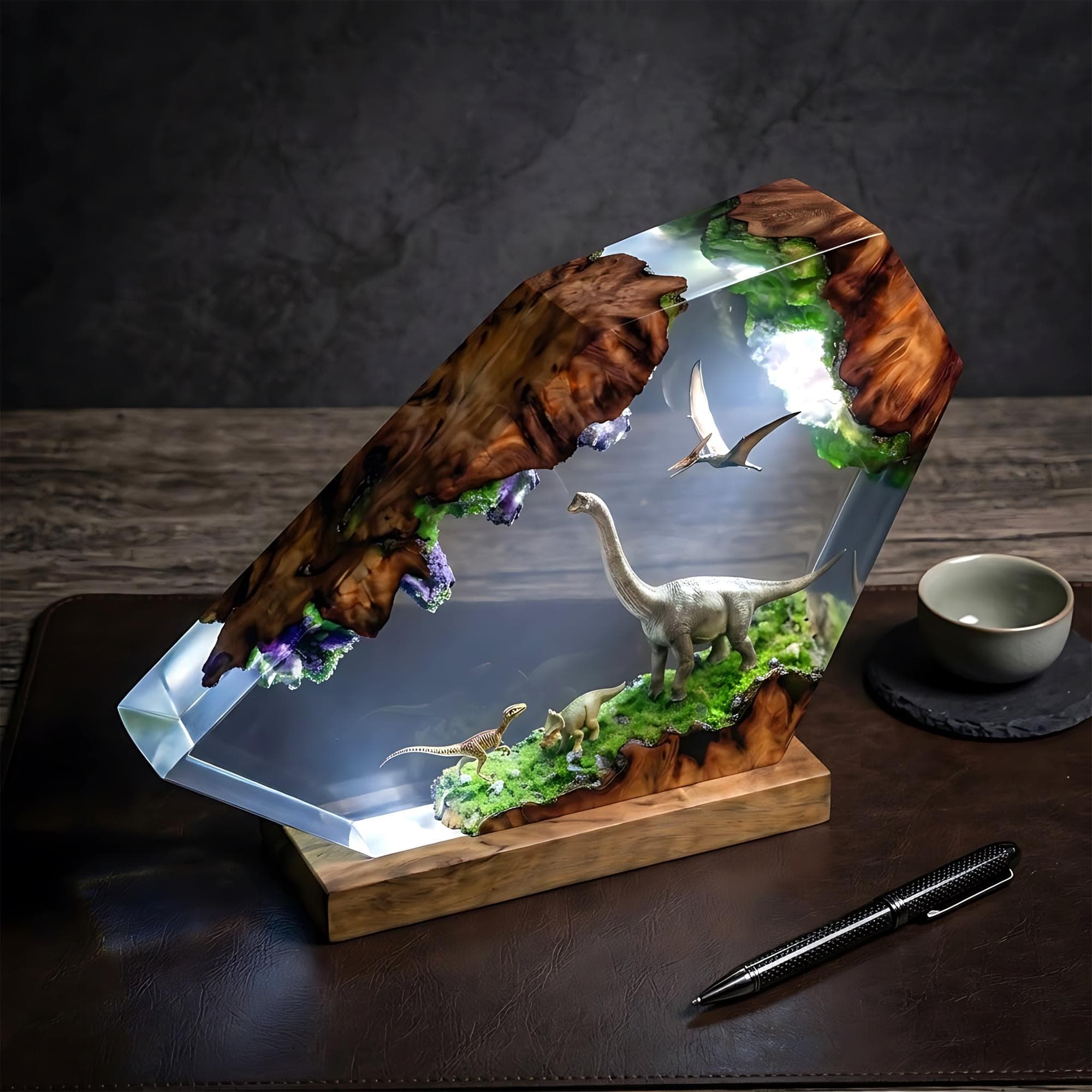 Brachiosaurus Resin Lamp - Dinosaur Diorama Night Light