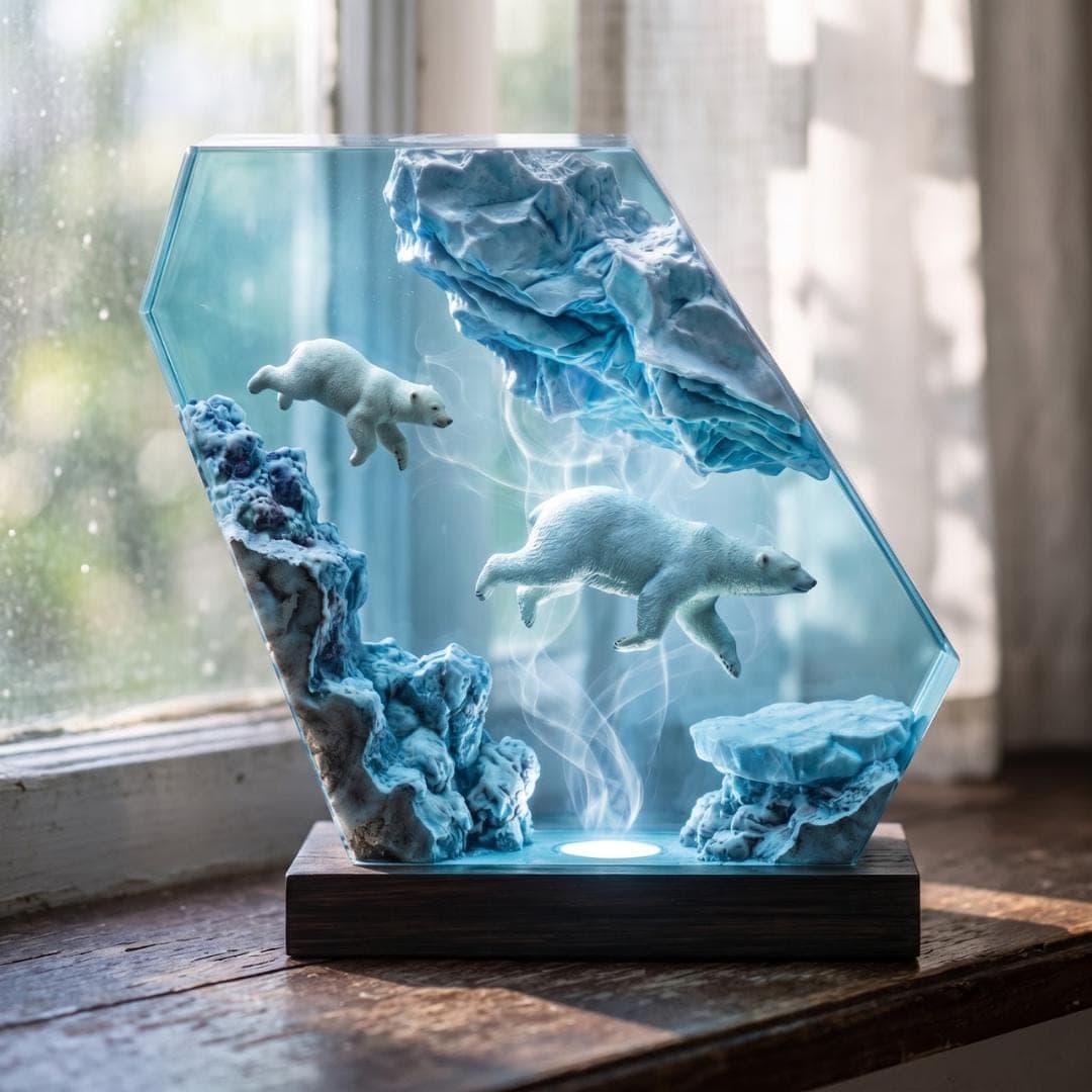 Polar Bear Arctic Iceberg Resin Night Light