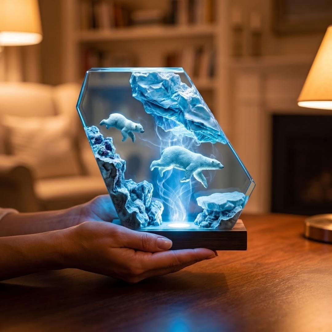Polar Bear Arctic Iceberg Resin Night Light