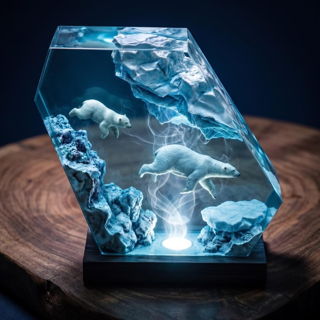 Polar Bear Arctic Iceberg Resin Night Light