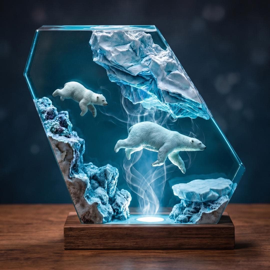 Polar Bear Arctic Iceberg Resin Night Light