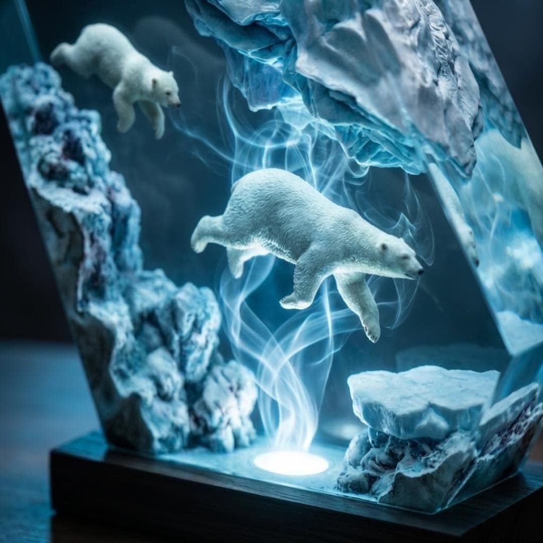 Polar Bear Arctic Iceberg Resin Night Light