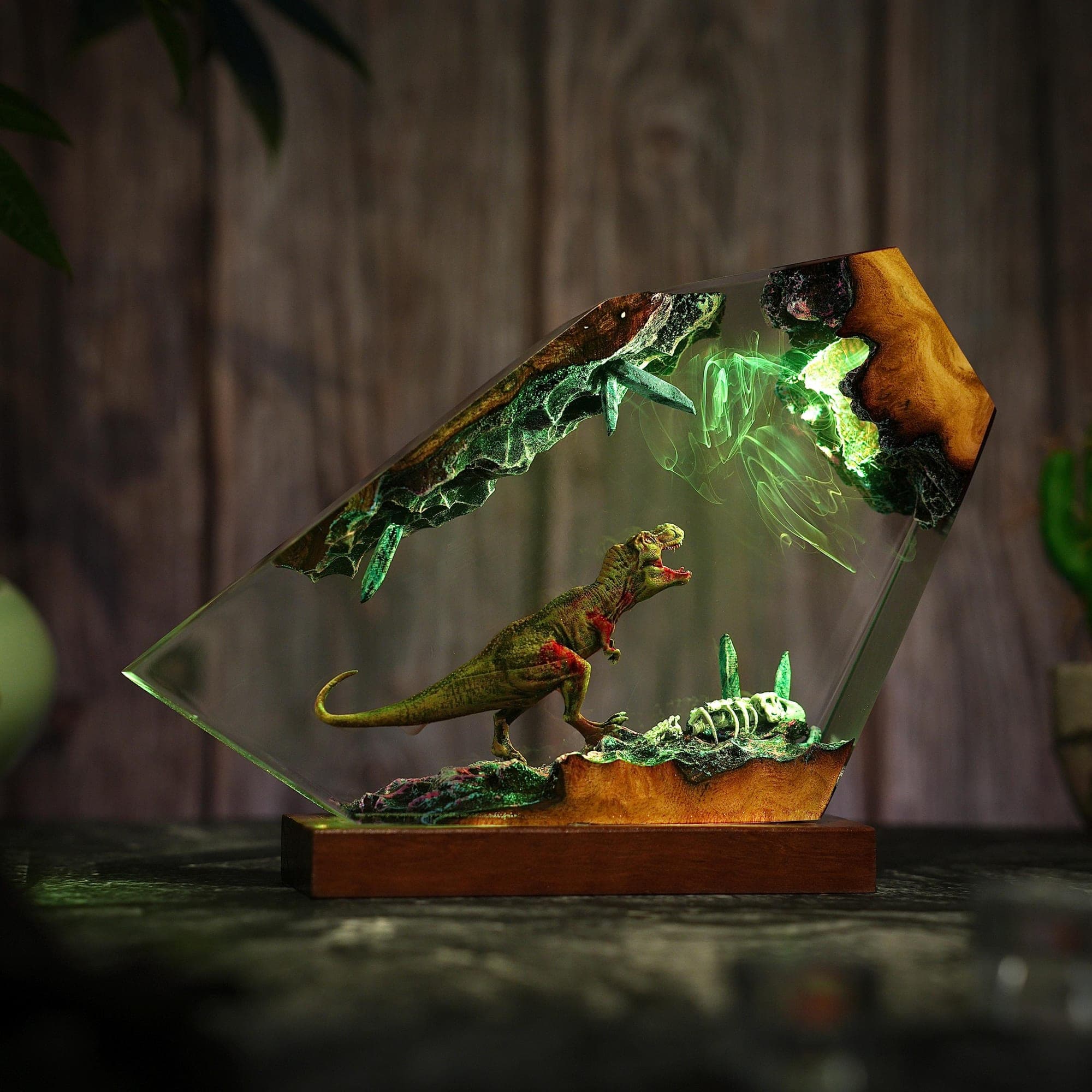 T-Rex Cave Diorama Epoxy Resin Lamp