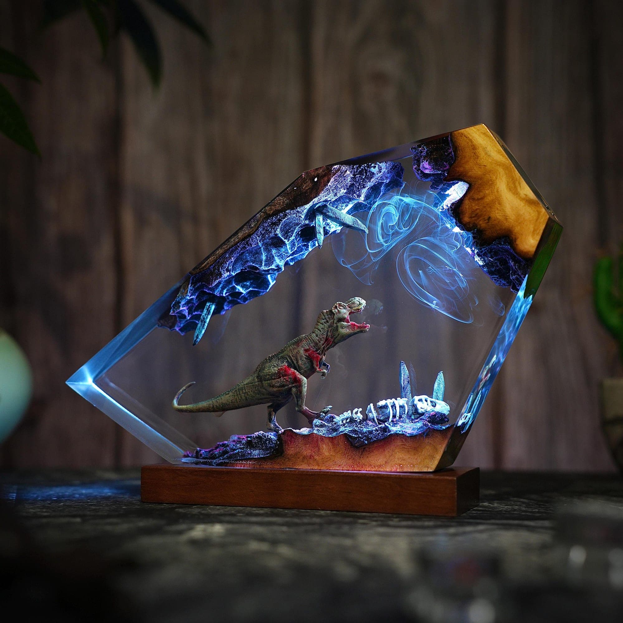 T-Rex Cave Diorama Epoxy Resin Lamp