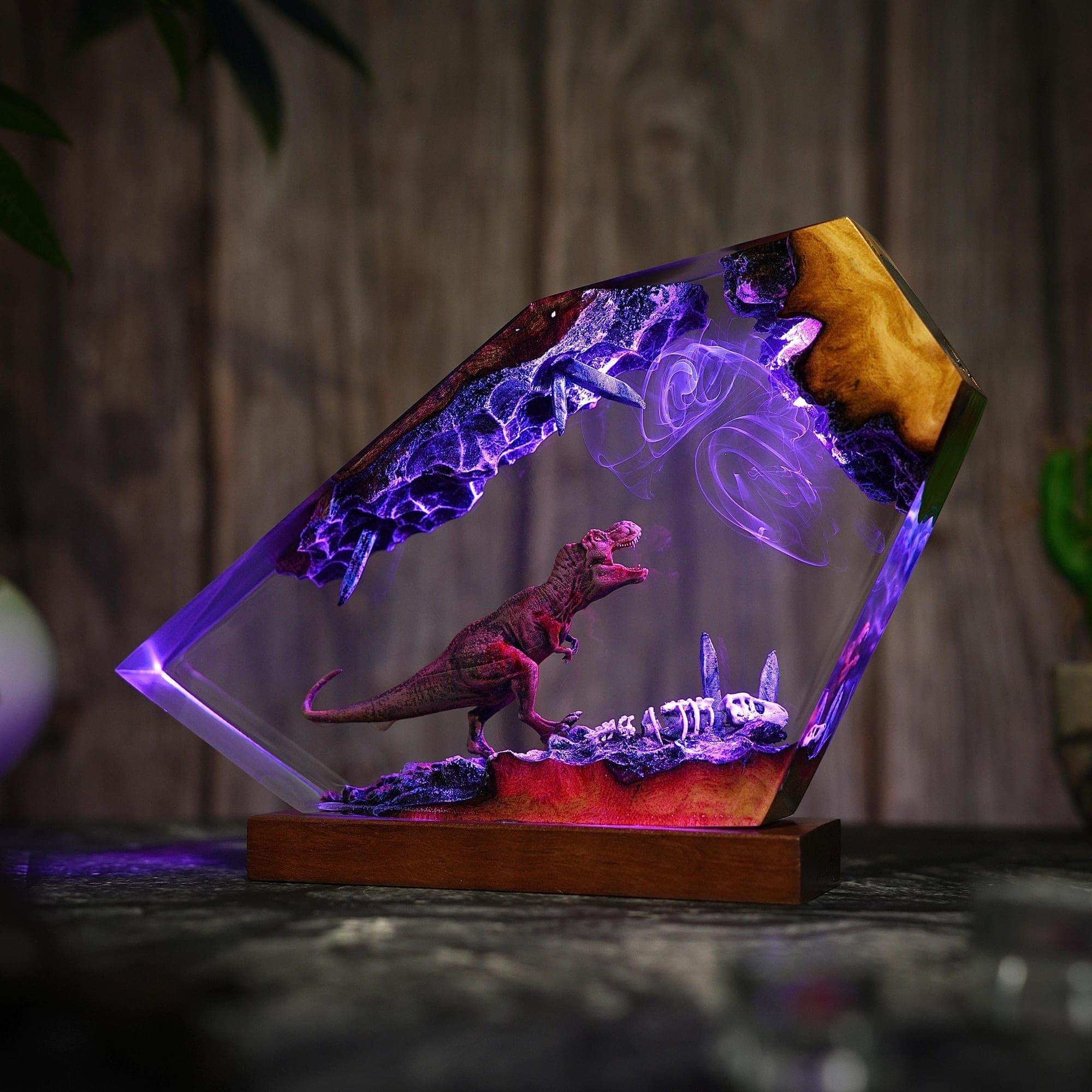 T-Rex Cave Diorama Epoxy Resin Lamp