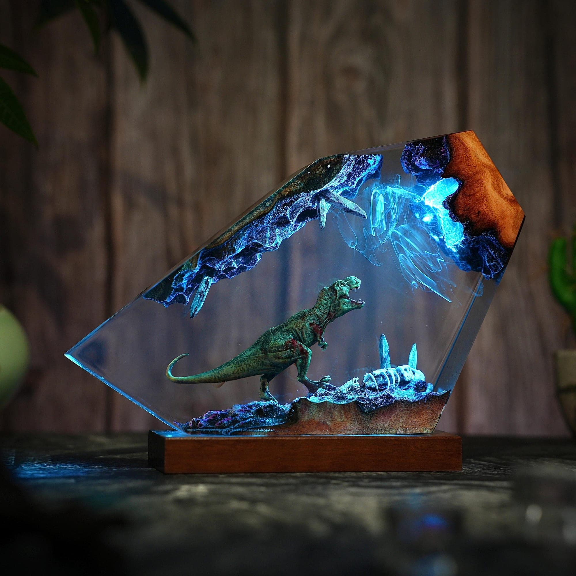 T-Rex Cave Diorama Epoxy Resin Lamp