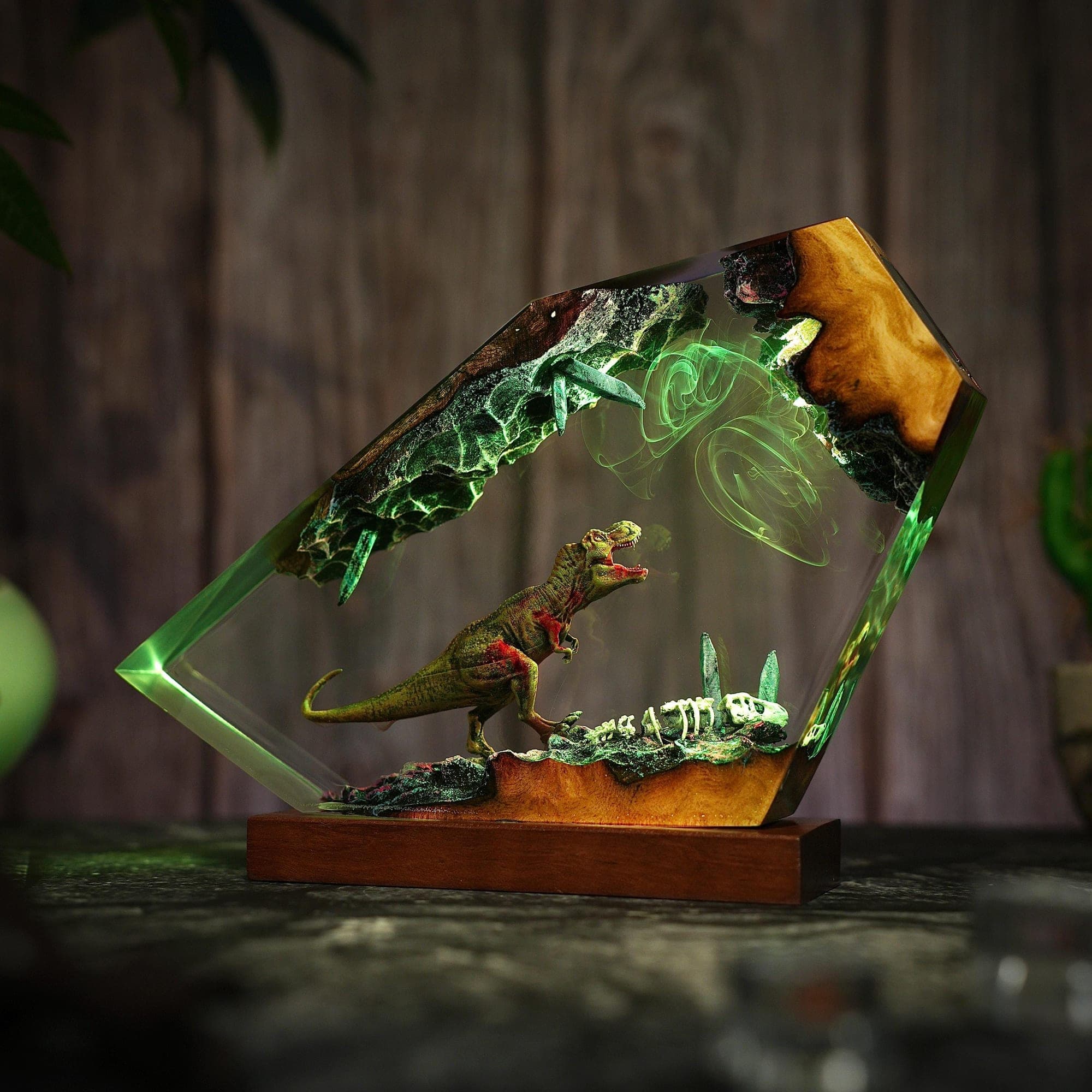 T-Rex Cave Diorama Epoxy Resin Lamp