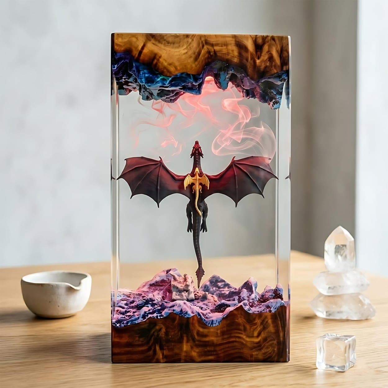 Flying Dragon and Rider Epoxy Resin Lamp