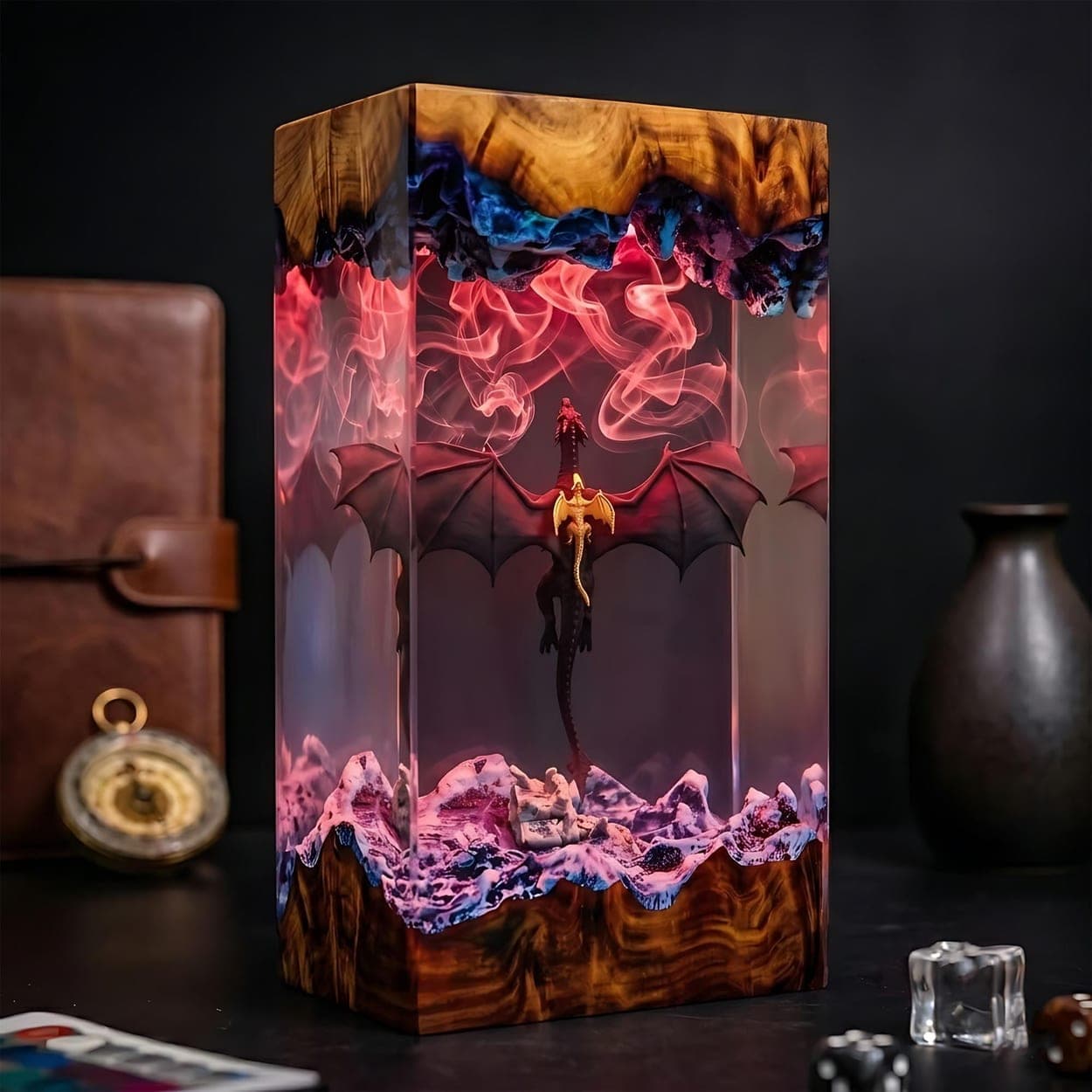 Flying Dragon and Rider Epoxy Resin Lamp