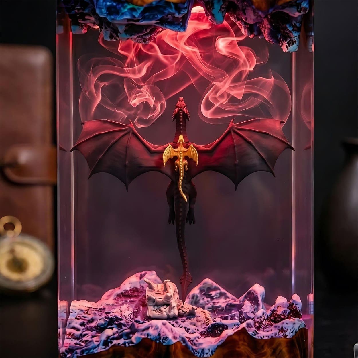 Flying Dragon and Rider Epoxy Resin Lamp