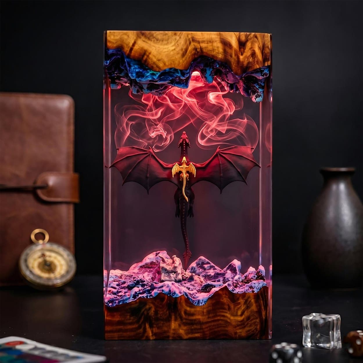 Flying Dragon and Rider Epoxy Resin Lamp