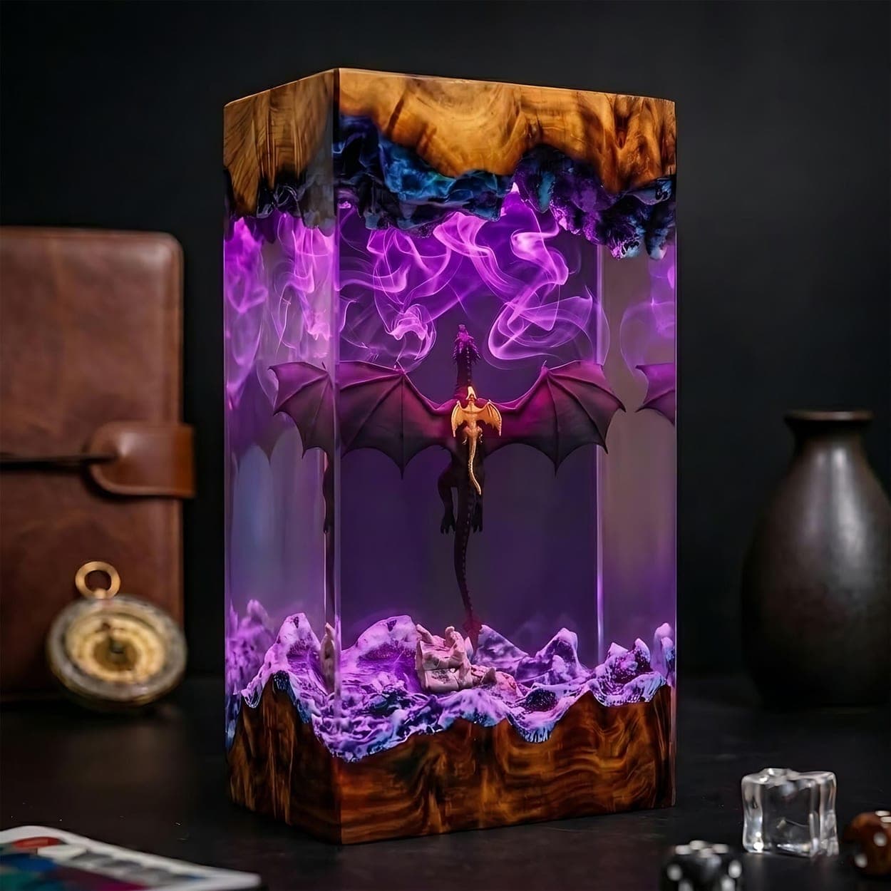 Flying Dragon and Rider Epoxy Resin Lamp