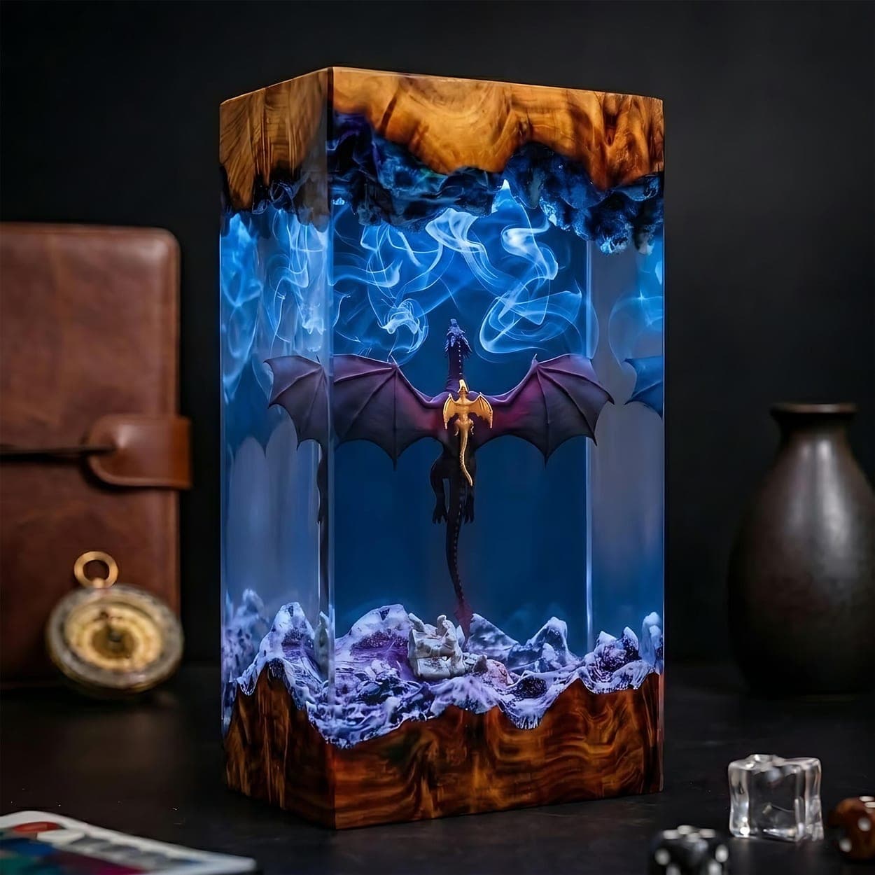 Flying Dragon and Rider Epoxy Resin Lamp