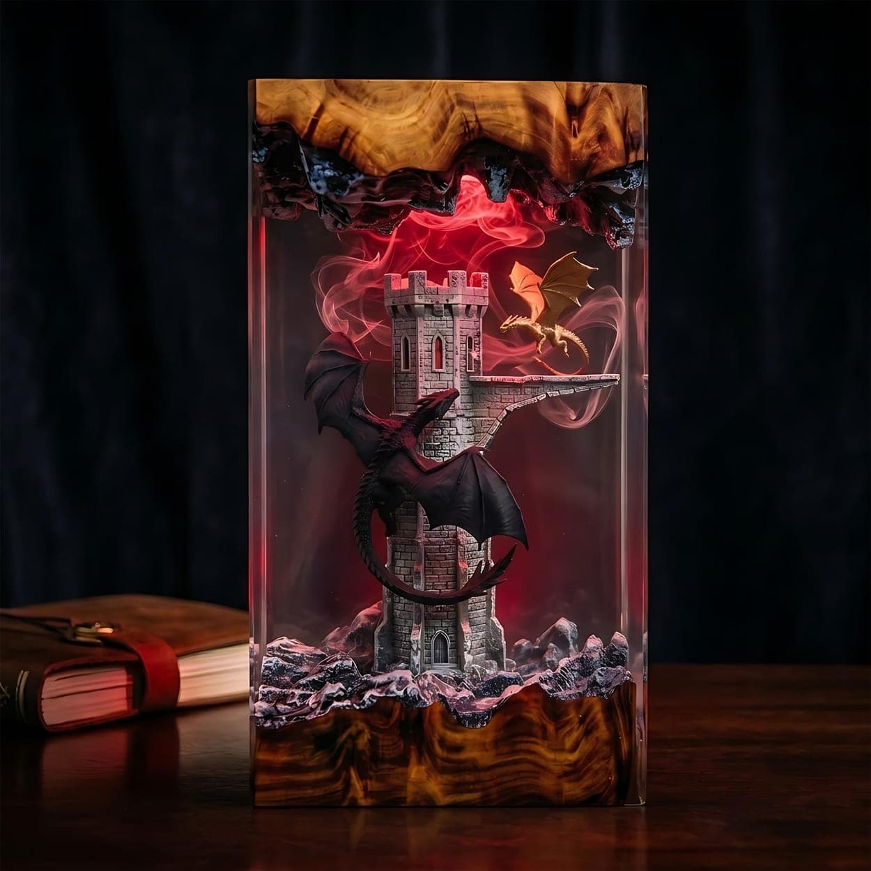 Dragons of the Stone Tower Epoxy Resin Night Light