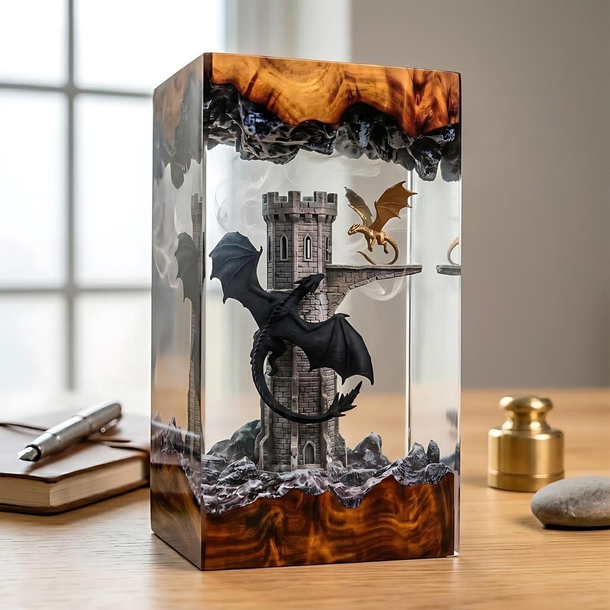 Dragons of the Stone Tower Epoxy Resin Night Light