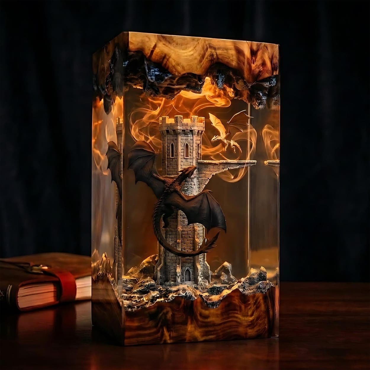 Dragons of the Stone Tower Epoxy Resin Night Light