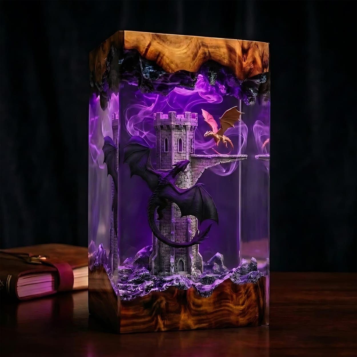Dragons of the Stone Tower Epoxy Resin Night Light