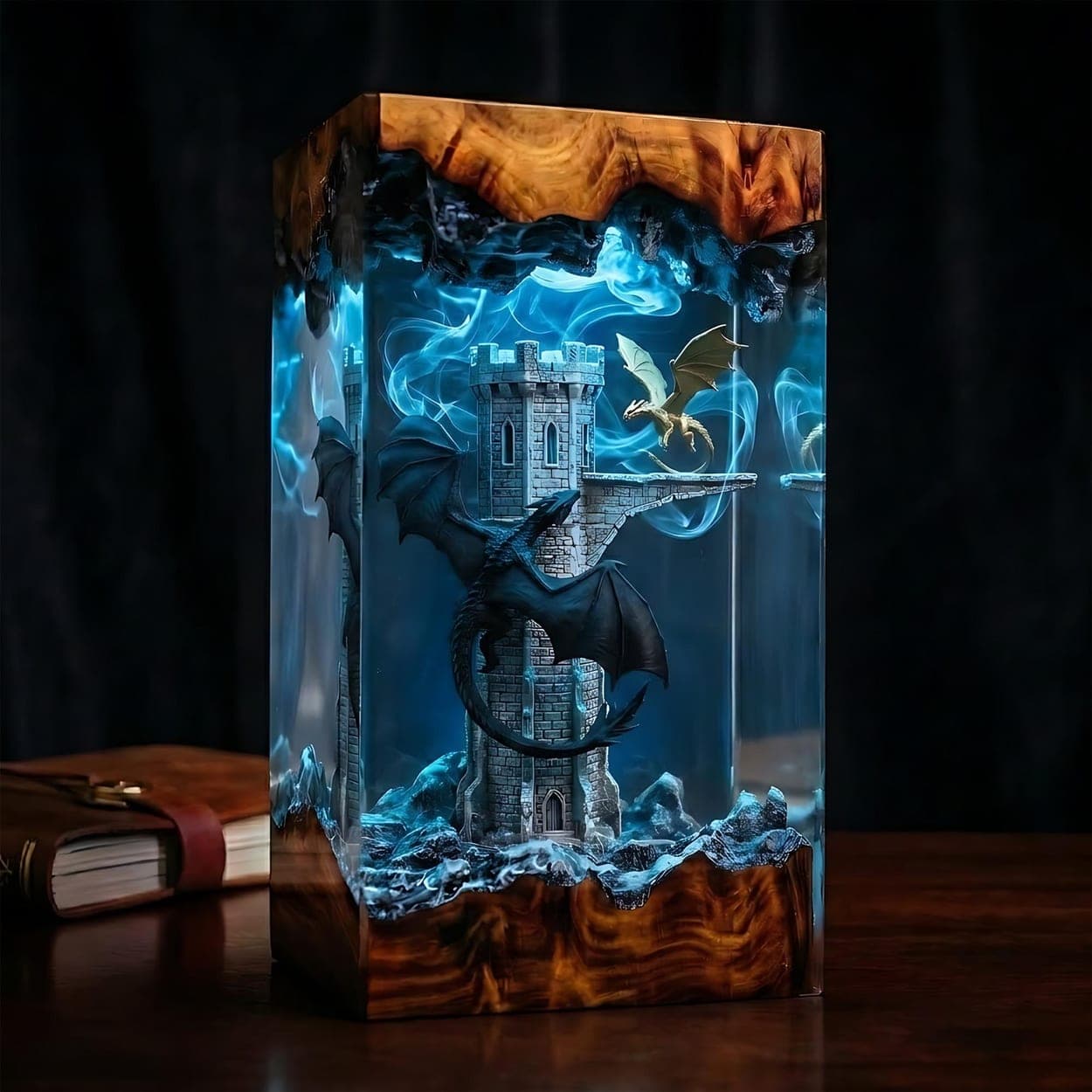 Dragons of the Stone Tower Epoxy Resin Night Light