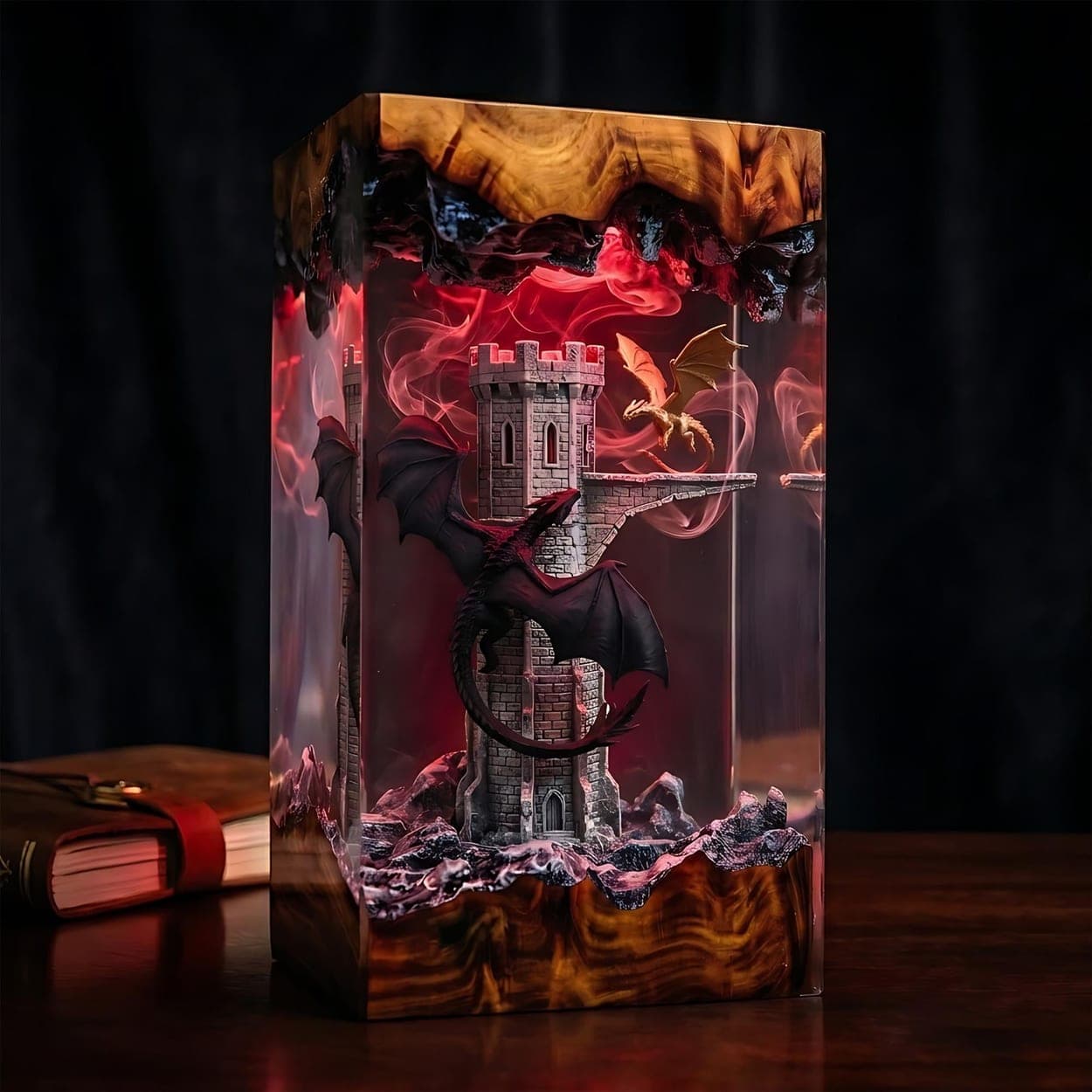 Dragons of the Stone Tower Epoxy Resin Night Light