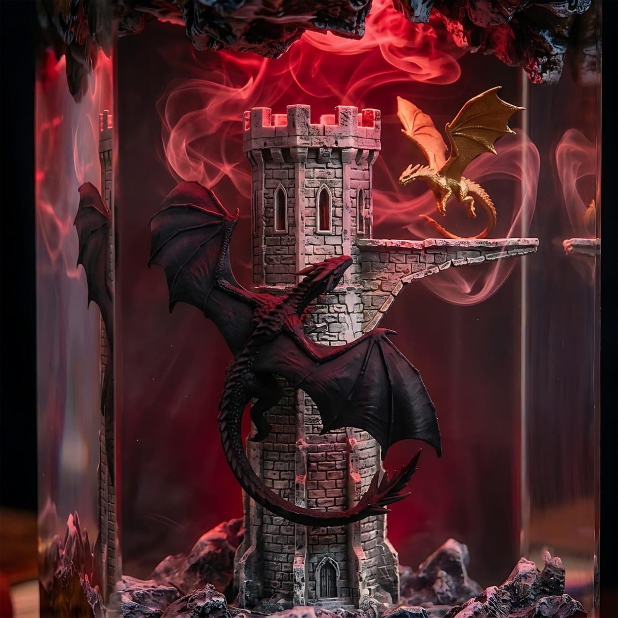 Dragons of the Stone Tower Epoxy Resin Night Light