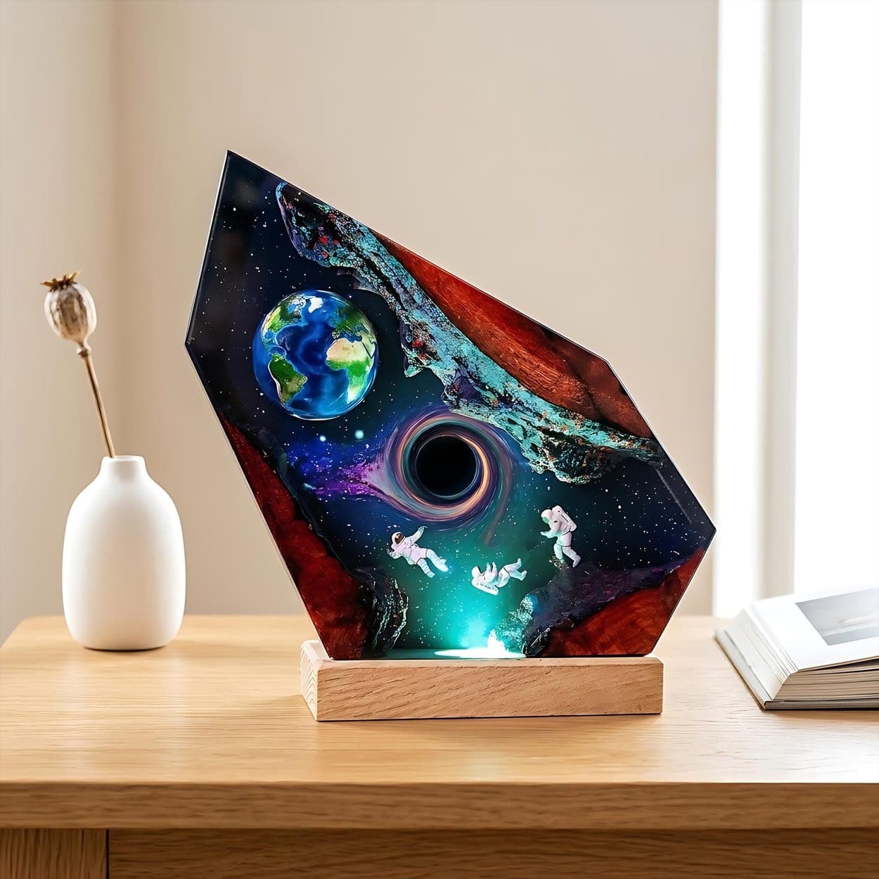 Astronauts and Black Hole Epoxy Resin Night Light