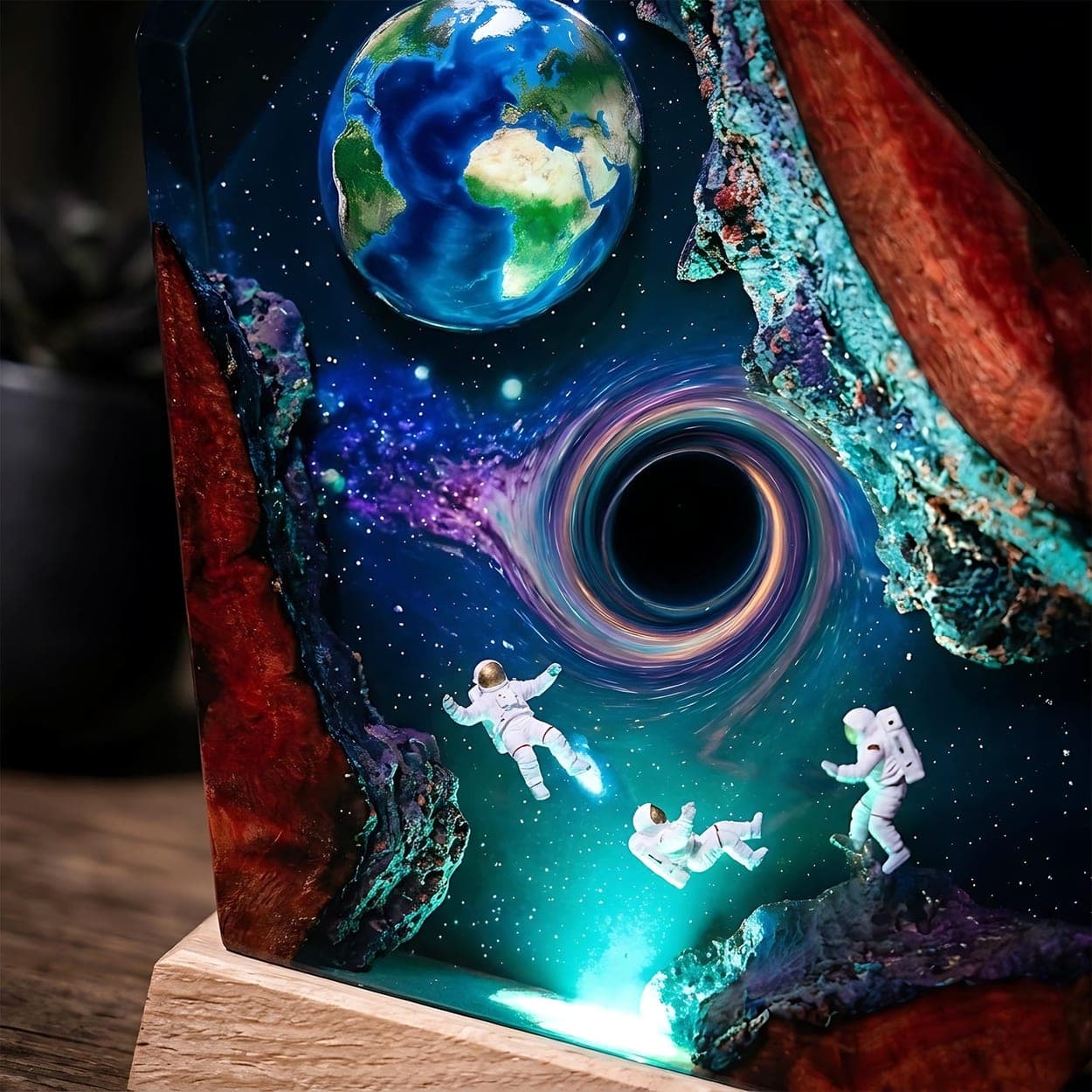 Astronauts and Black Hole Epoxy Resin Night Light