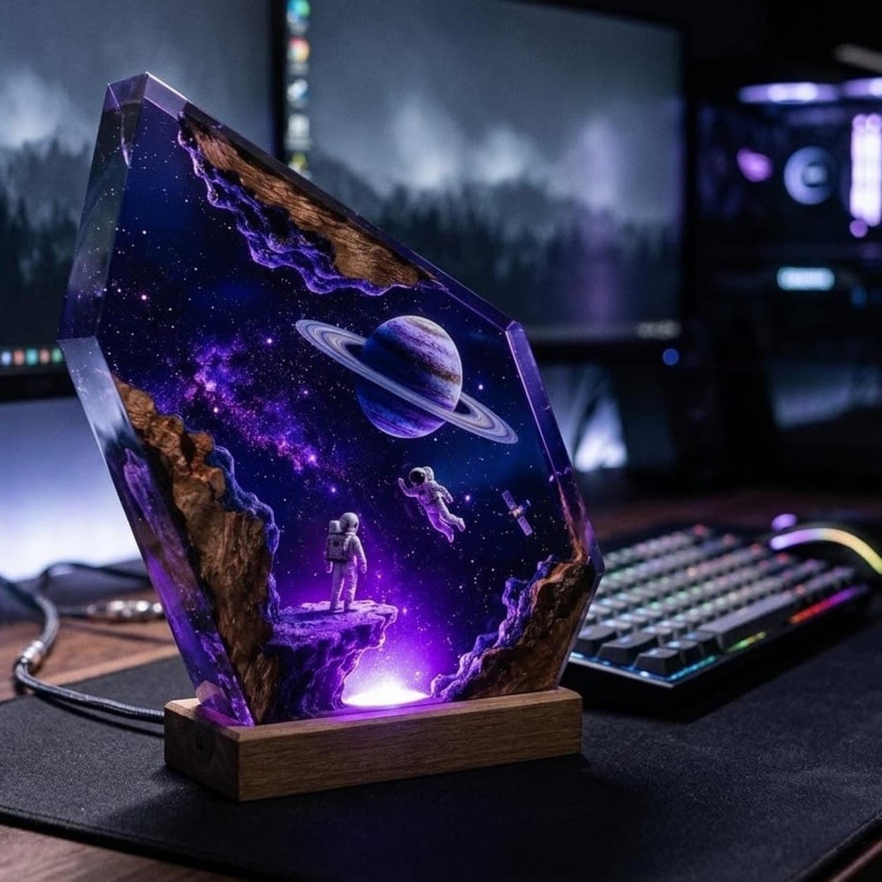 Astronaut Space Exploration Epoxy Resin Night Light