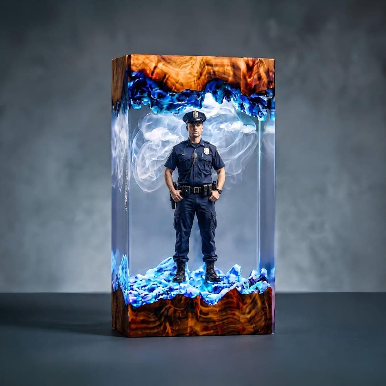 Custom Career Figure Wood and Epoxy Resin Night Light