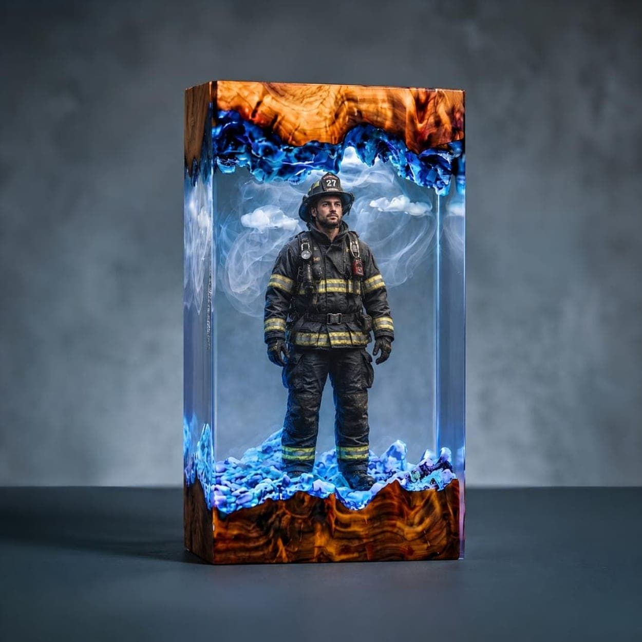 Custom Career Figure Wood and Epoxy Resin Night Light