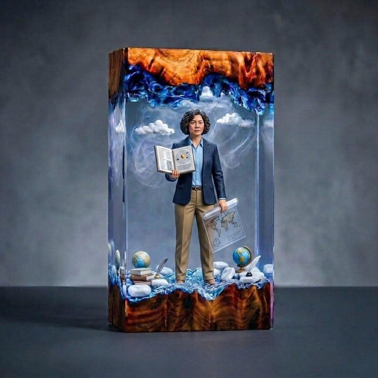Custom Career Figure Wood and Epoxy Resin Night Light