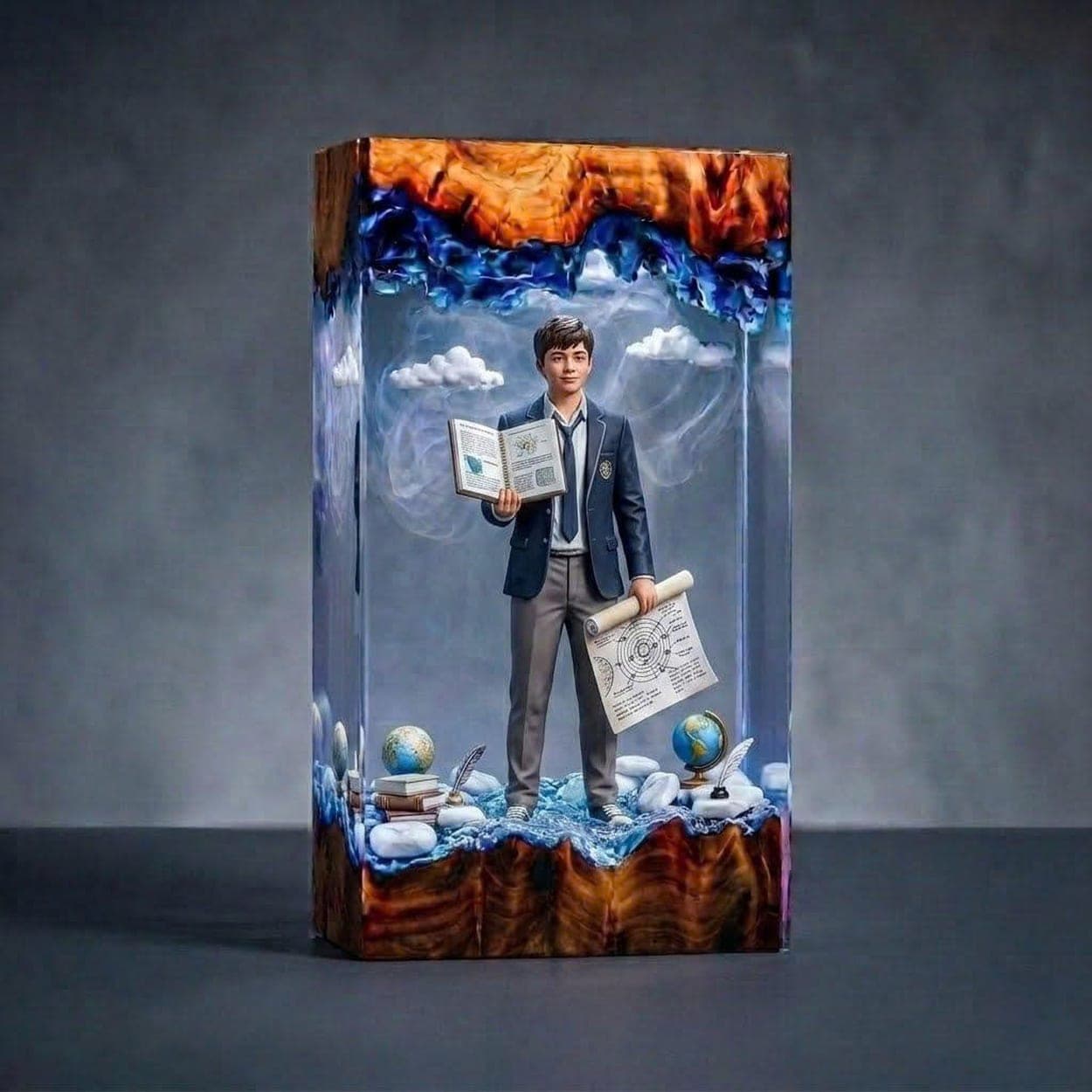 Custom Career Figure Wood and Epoxy Resin Night Light