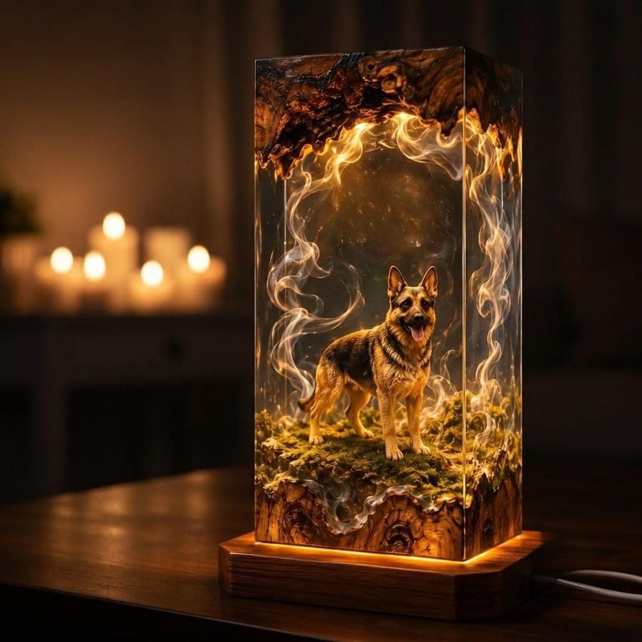 Custom 3D Pet Portrait Epoxy Resin Lamp