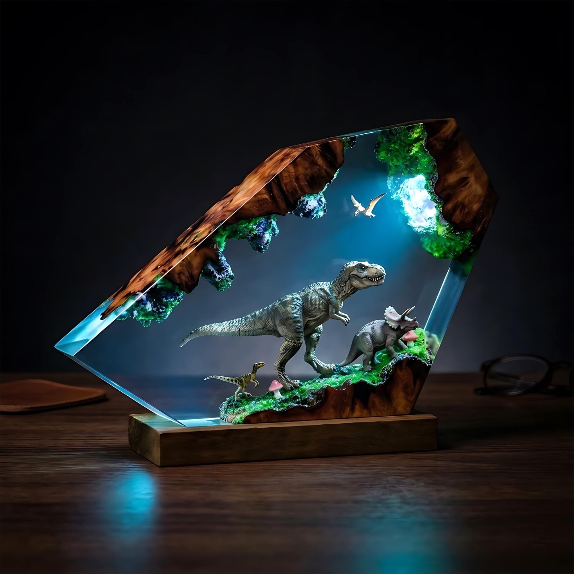 Prehistoric Dinosaur Diorama Epoxy Resin Night Light