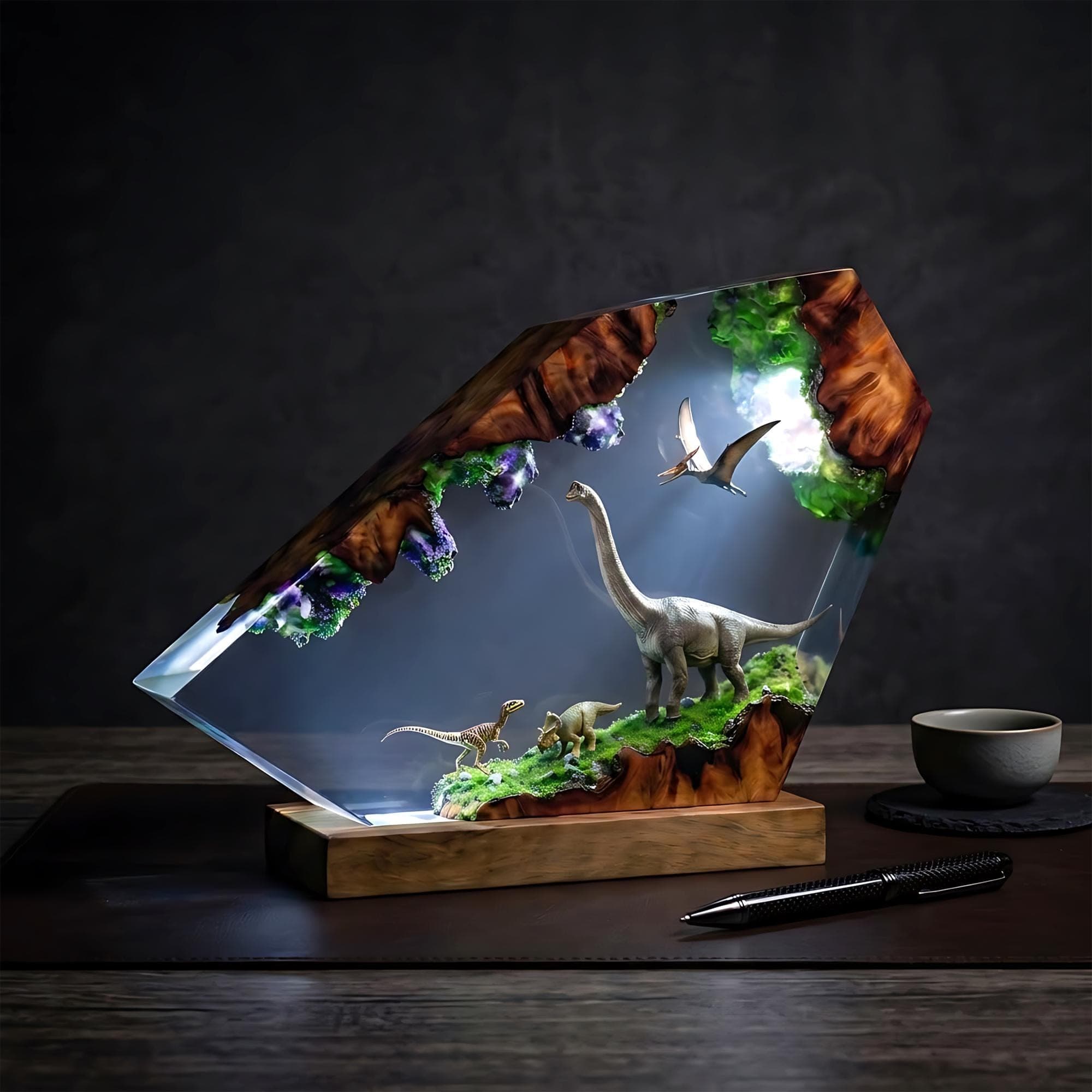 Brachiosaurus Resin Lamp - Dinosaur Diorama Night Light
