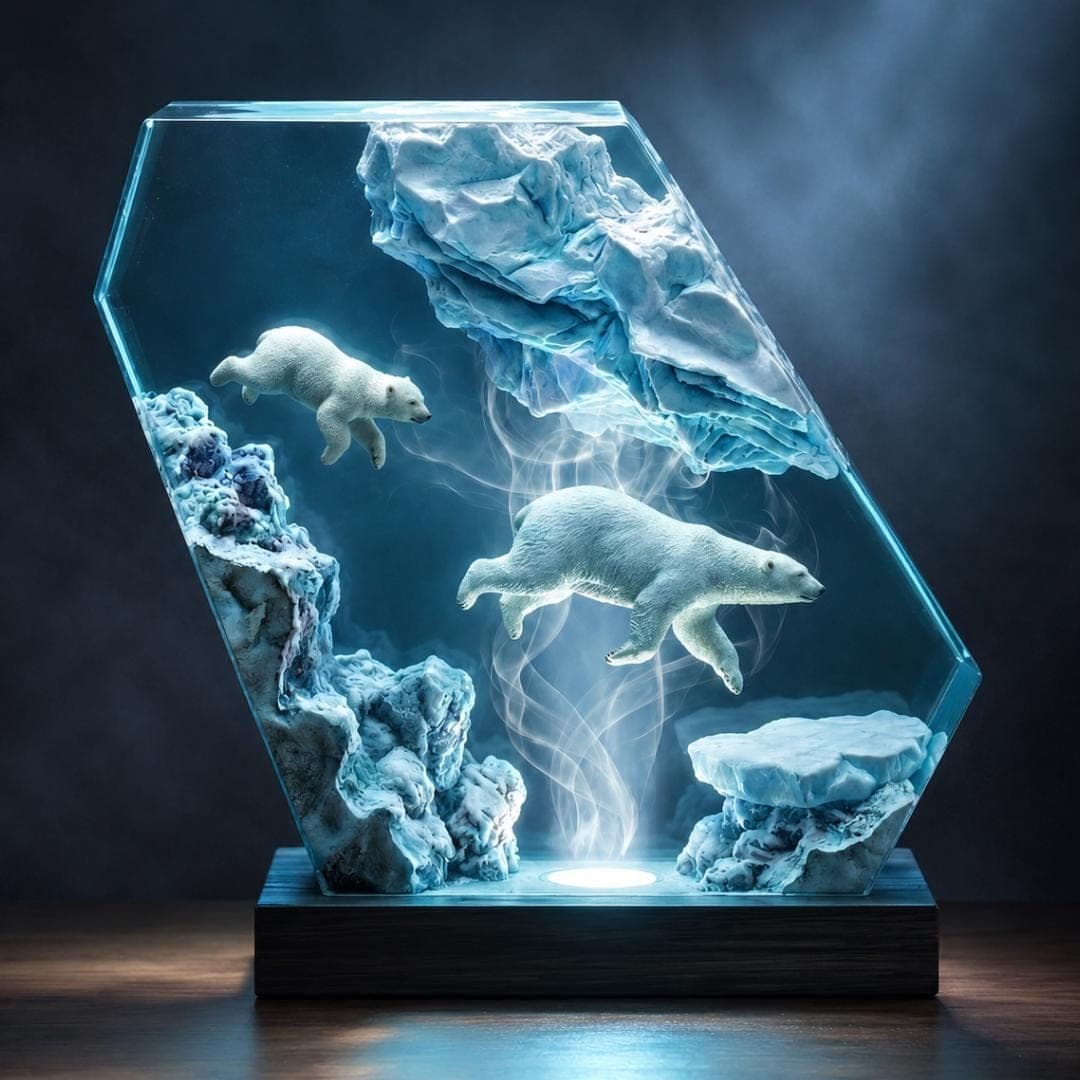 Polar Bear Arctic Iceberg Resin Night Light