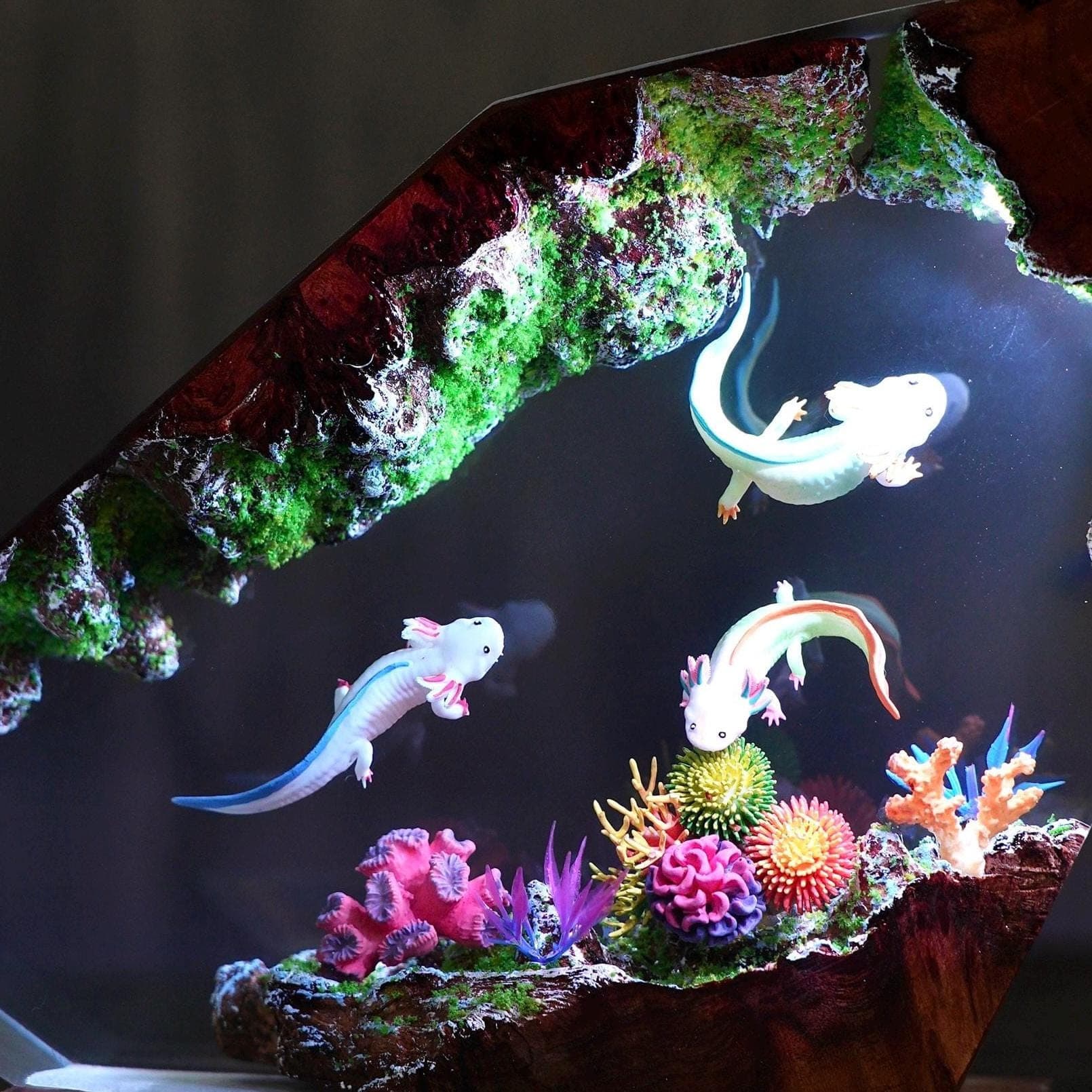 Undersea Axolotl Cave Epoxy Resin Night Light