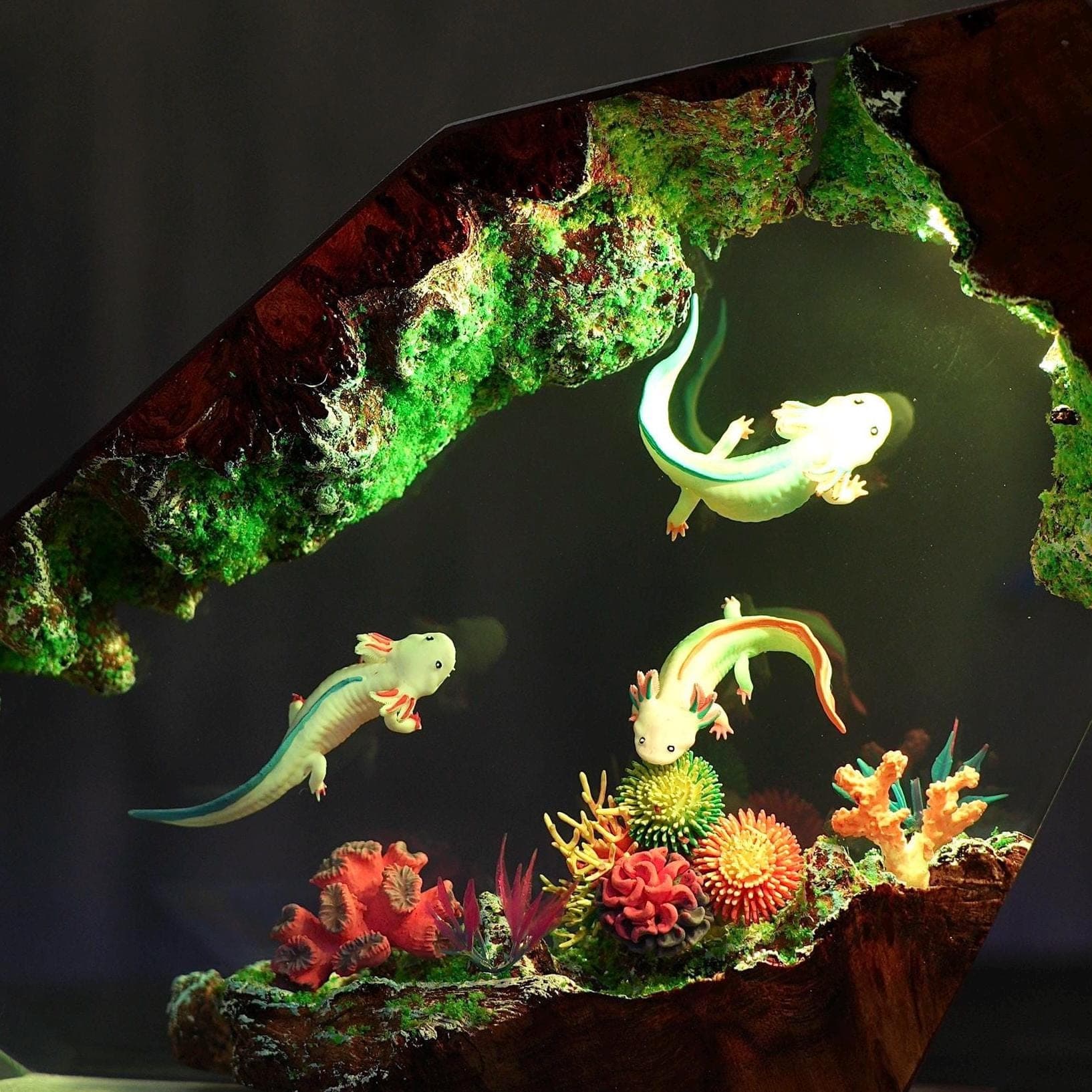Undersea Axolotl Cave Epoxy Resin Night Light