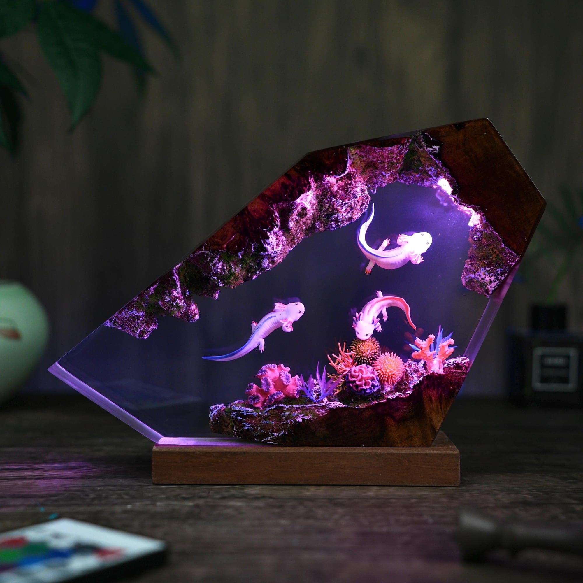 Undersea Axolotl Cave Epoxy Resin Night Light