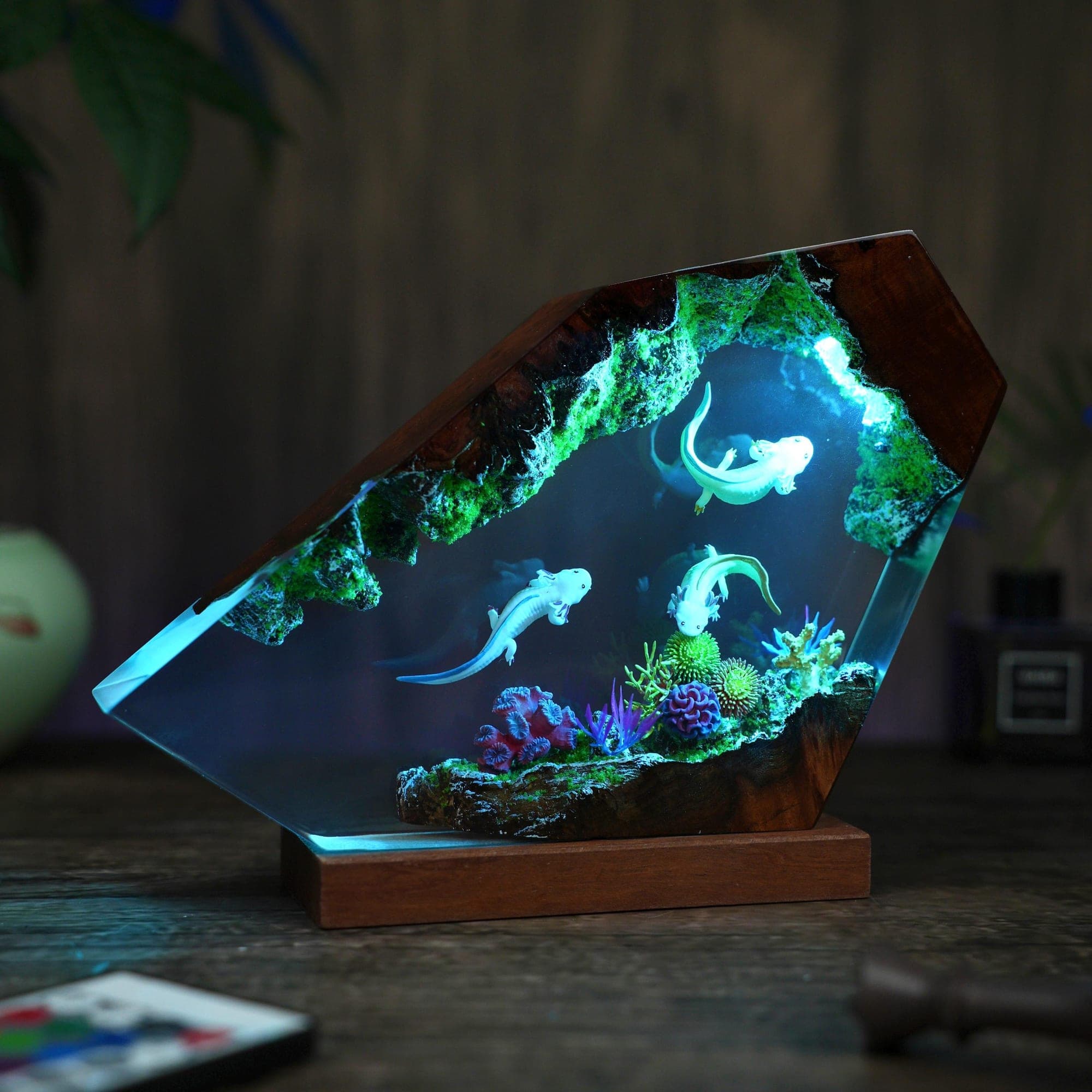 Undersea Axolotl Cave Epoxy Resin Night Light