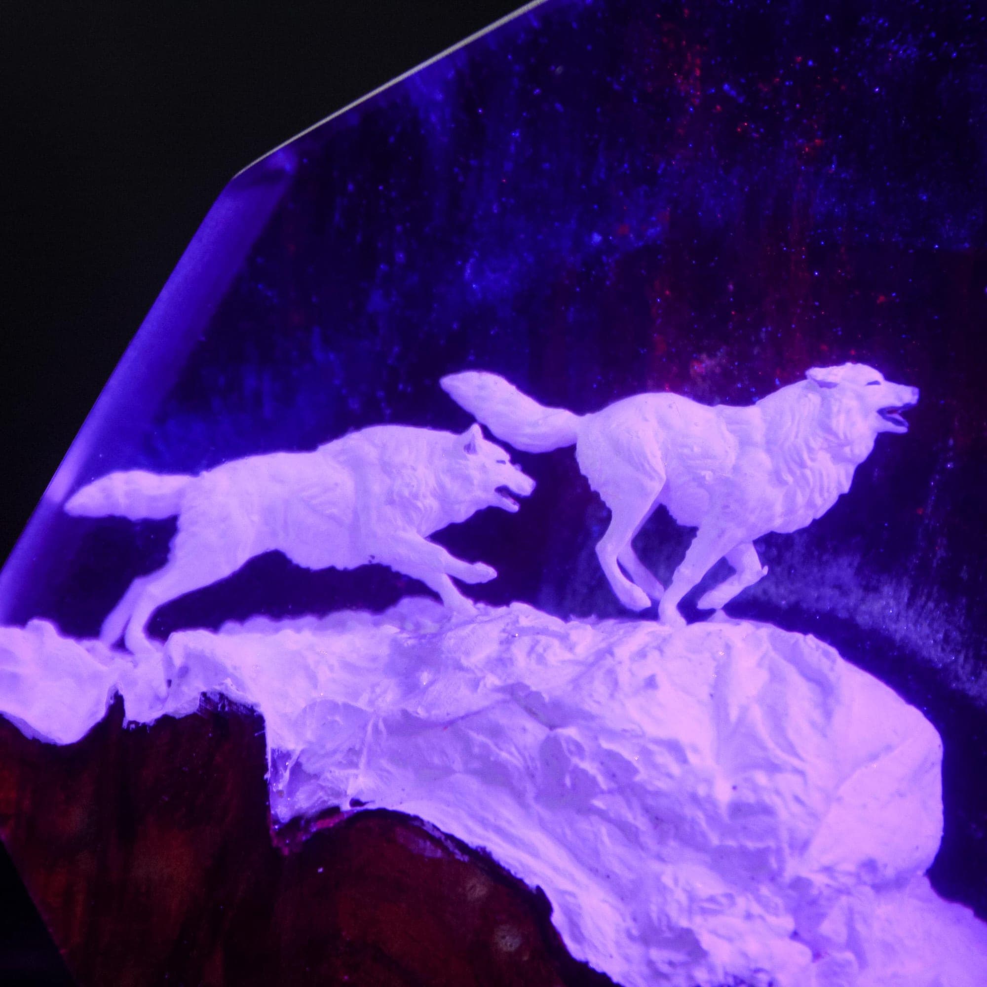 Wolf Pack Aurora Borealis Resin Night Light