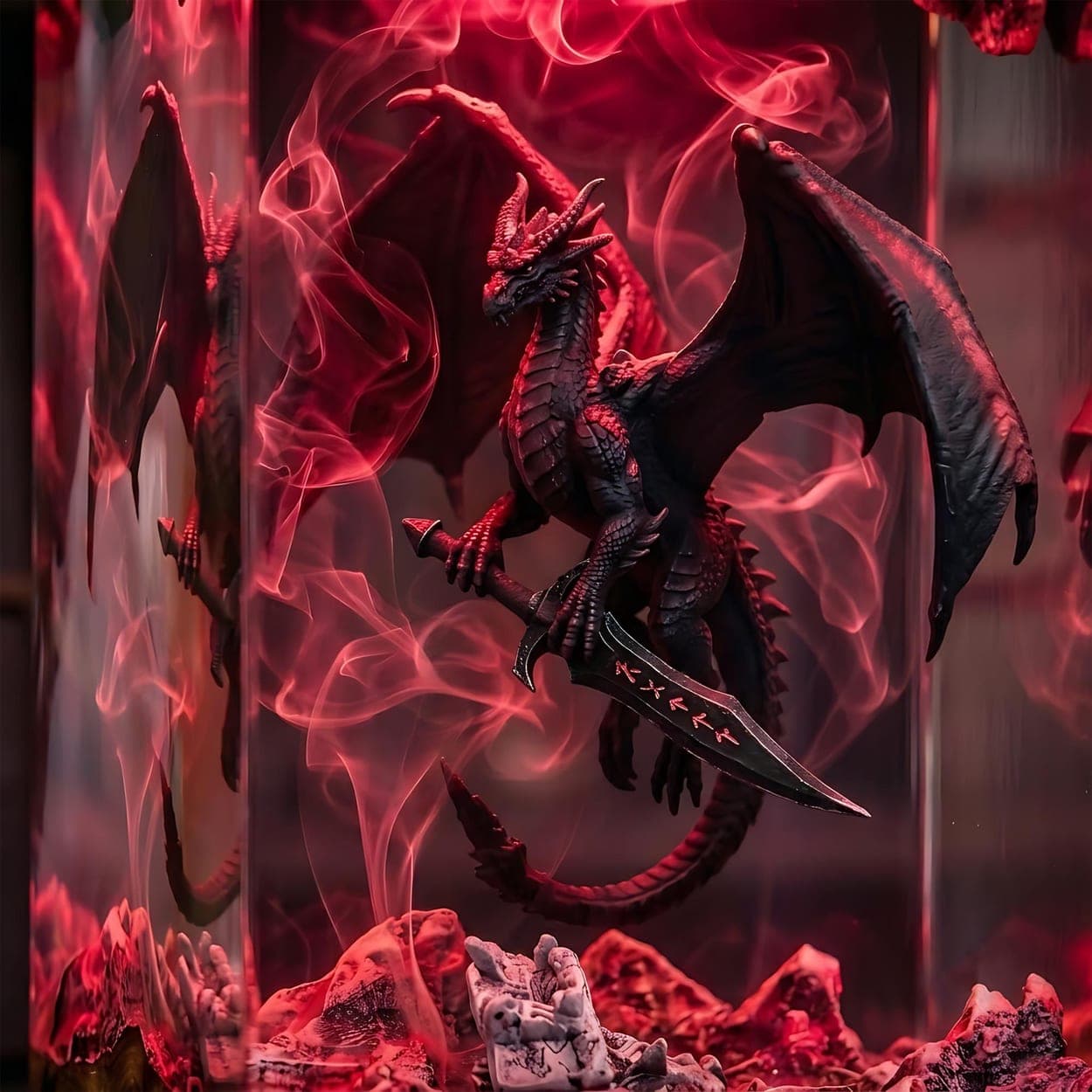 Gothic Dragon with Ancient Sword Epoxy Resin Diorama Lamp