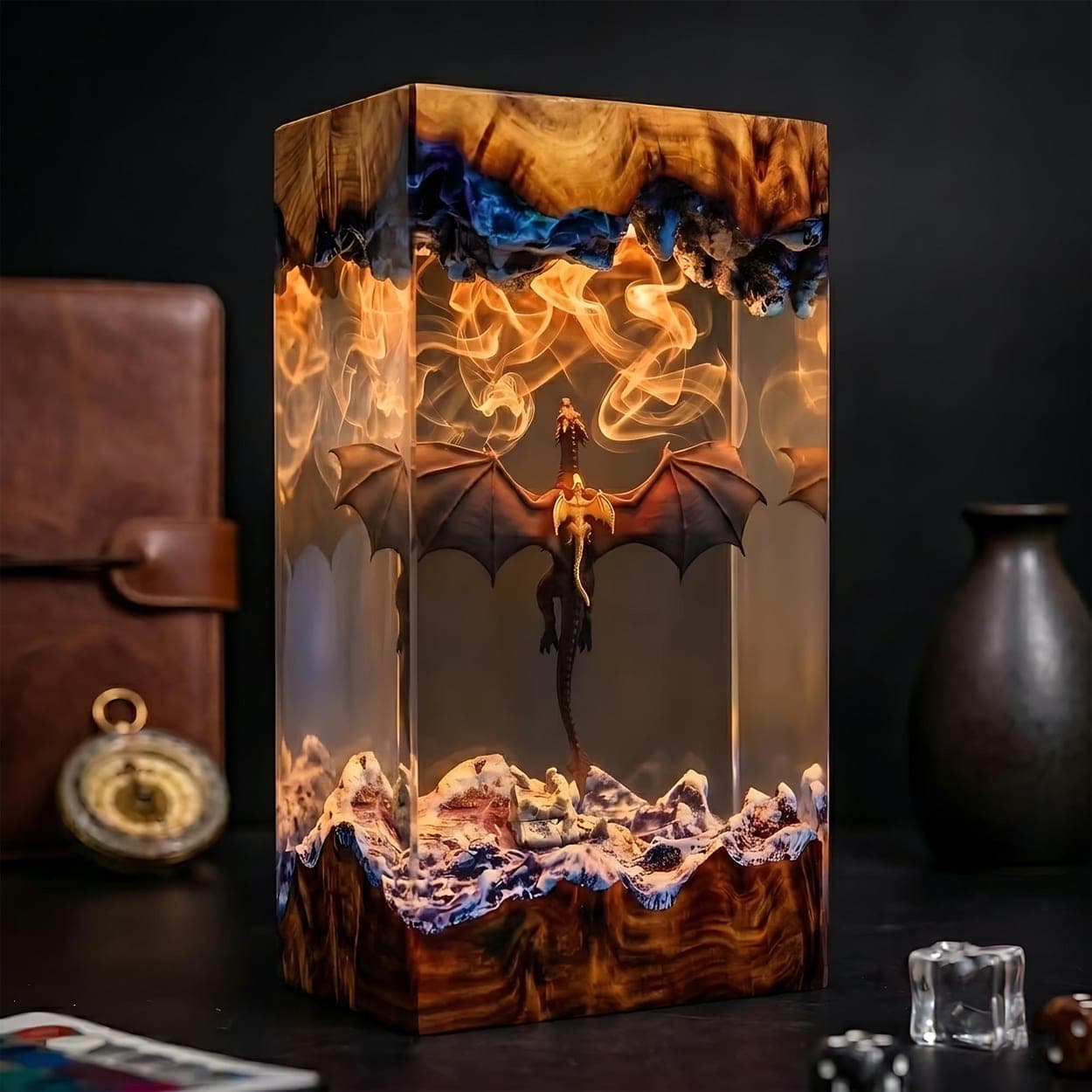 Flying Dragon and Rider Epoxy Resin Lamp