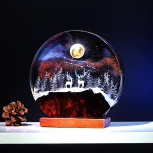 Deer In Enchanted Forest Resin Lamp