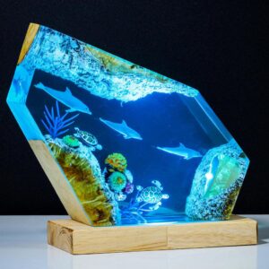 Dolphin and Sea Turtle Resin Lamp